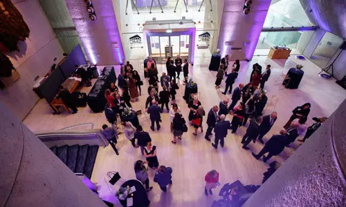 Conference attendees aerial view
